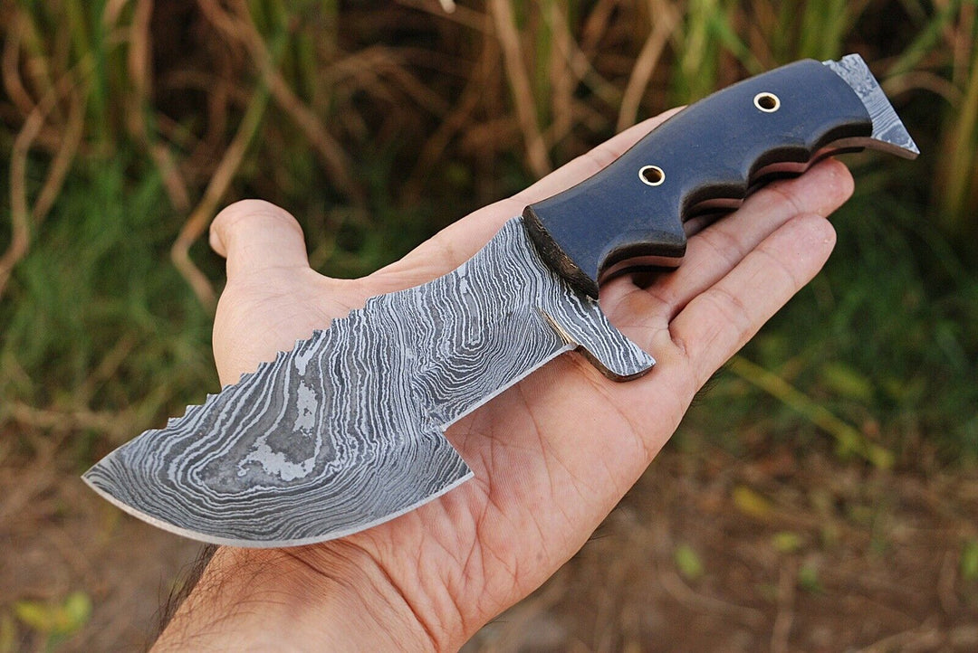 CUSTOM HAND FORGED DAMASCUS STEEL KNIFE TRACKER KNIFE