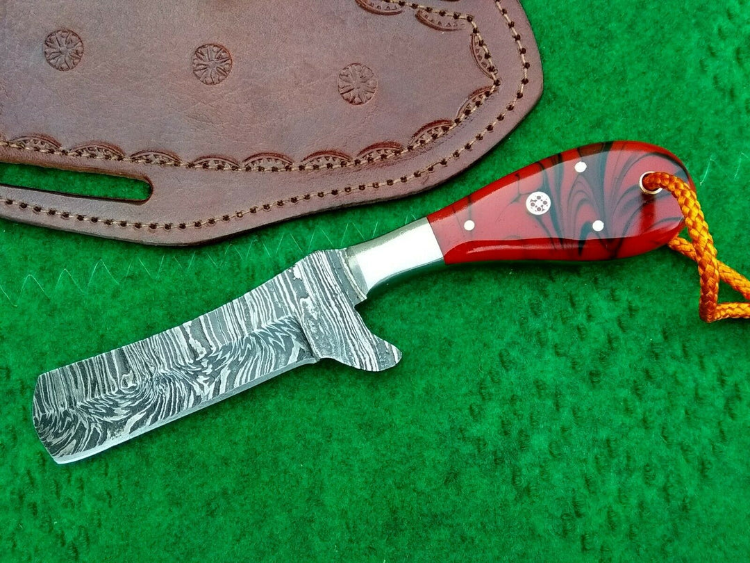 COWBOY KNIFE CUSTOM HANDMADE EDC DAMASCUS HUNTING OUTDOOR PANCAKE SHEATH FREE