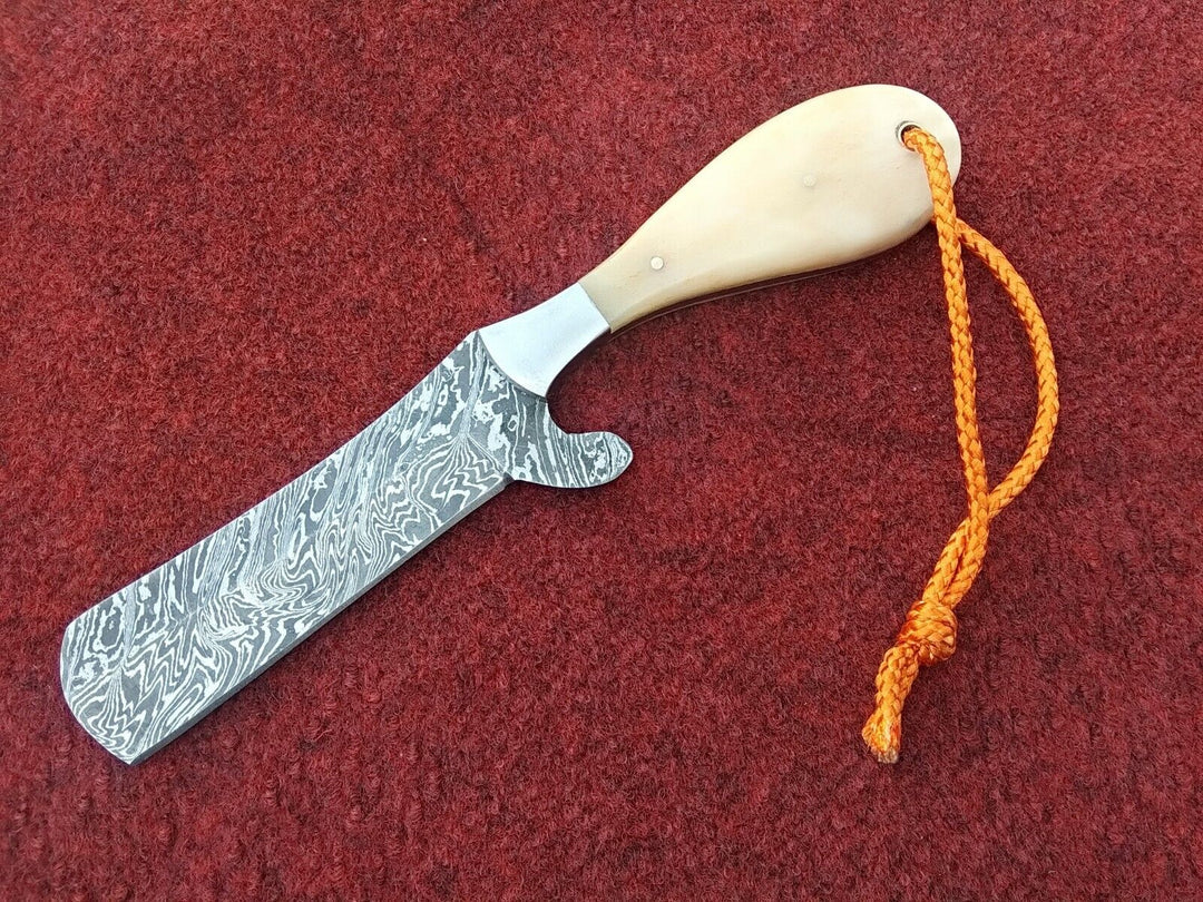 8" Cowboy Knife Custom Handmade Damascus Steel Bull Cutter Outdoor EDC Hunting
