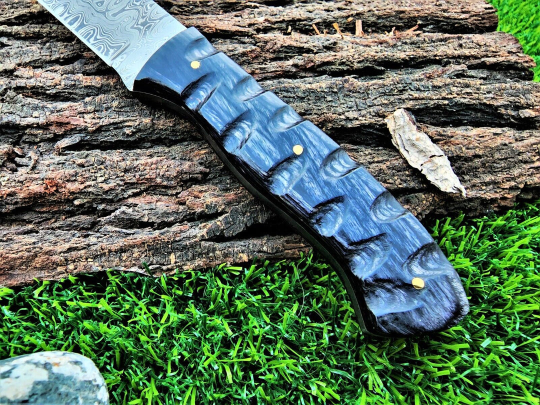 Handmade Raindrop Damascus wood handle BushCraft Bull Cutter Survival gift knife