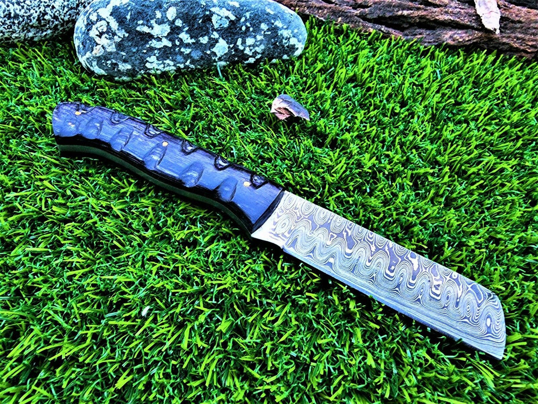 Handmade Raindrop Damascus wood handle BushCraft Bull Cutter Survival gift knife