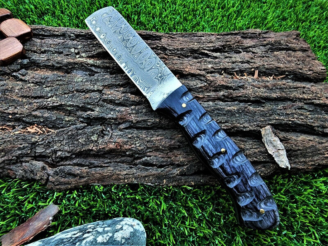Handmade Raindrop Damascus wood handle BushCraft Bull Cutter Survival gift knife