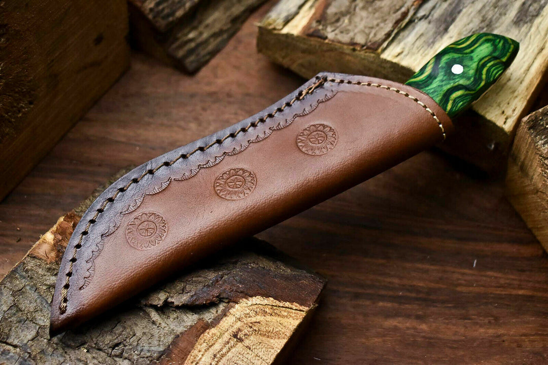 Cowboy Knife Handmade Bull Cutter Tool Steel EDC Knife with Leather Sheath