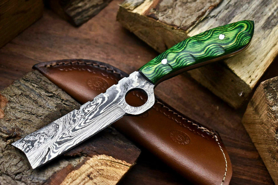 Cowboy Knife Handmade Bull Cutter Tool Steel EDC Knife with Leather Sheath