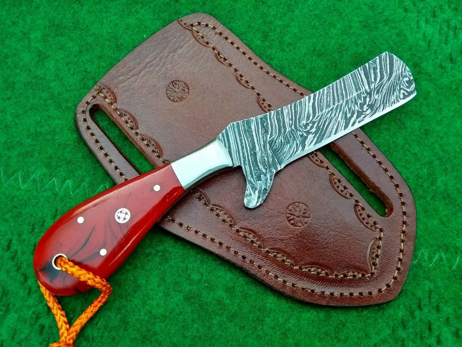 COWBOY KNIFE CUSTOM HANDMADE EDC DAMASCUS HUNTING OUTDOOR PANCAKE SHEATH FREE
