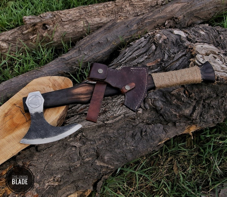 Custom Handmade Viking Axe With Leather Sheath | The Viking Blade |
