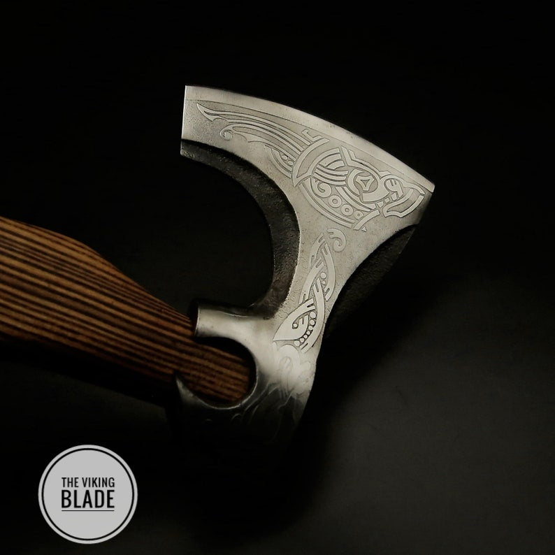 Custom Hand Forged Corbon Steel Viking Axe With Leather Sheath |The Viking Blade|