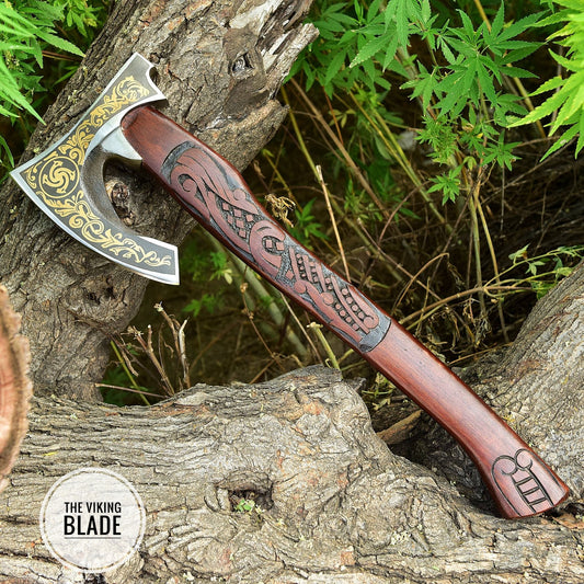 Custom Handmade Carbon Steel Viking Axe With Leather Sheath |The Viking Blade|