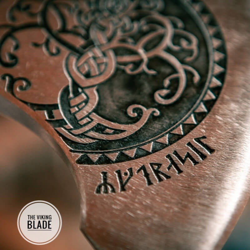 Custom Handmade Tree Of Life Viking Axe With Leather Sheath |The Viking Blade|