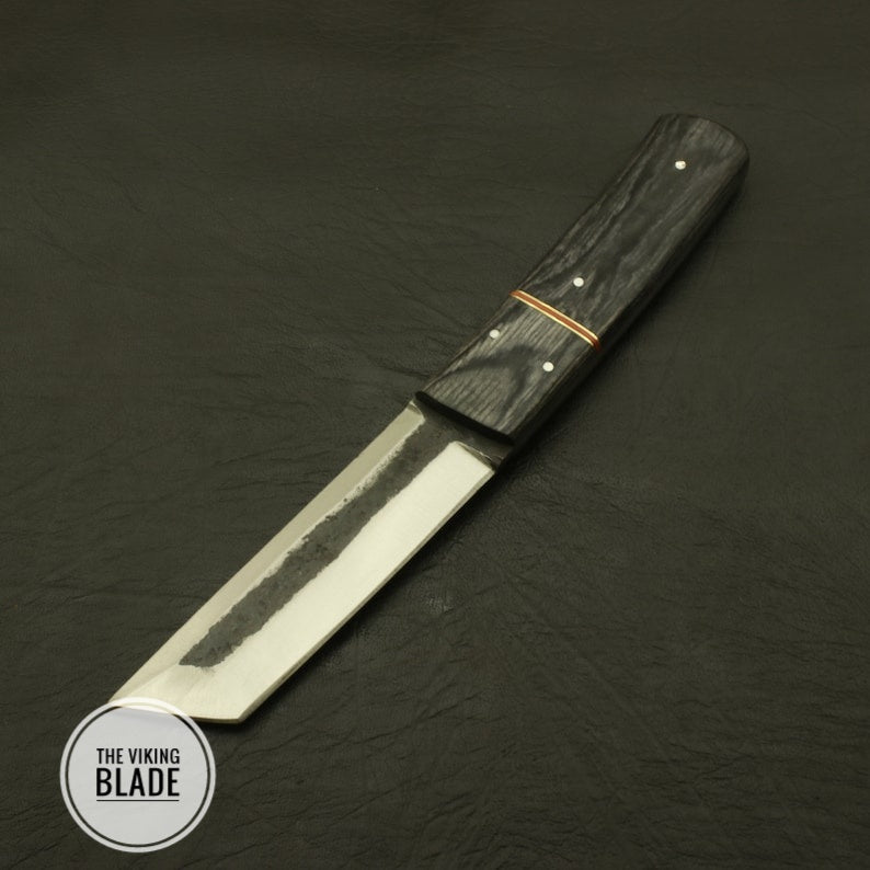 Custom Handmade Carbon Steel Tanto Knife With Leather Sheath |The Viking Blade|