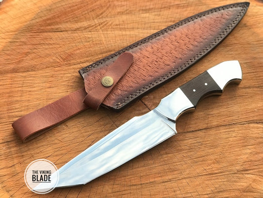 Custom Handmade D2 Steel Tanto Knife With Leather Sheath |The Viking Blade|