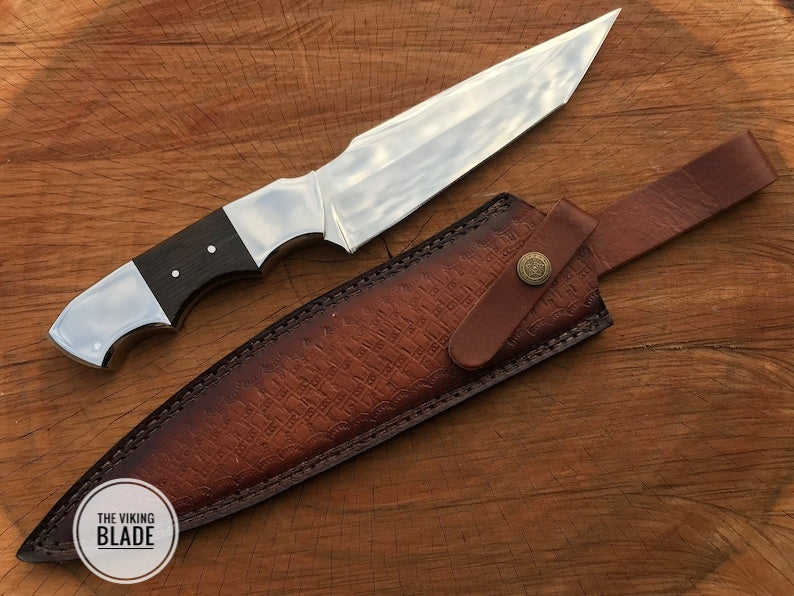 Custom Handmade D2 Steel Tanto Knife With Leather Sheath |The Viking Blade|