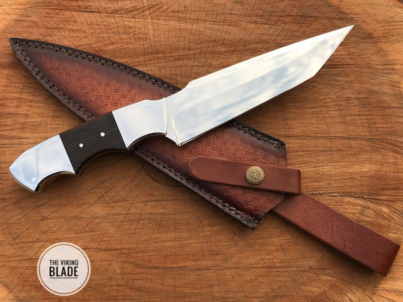 Custom Handmade D2 Steel Tanto Knife With Leather Sheath |The Viking Blade|