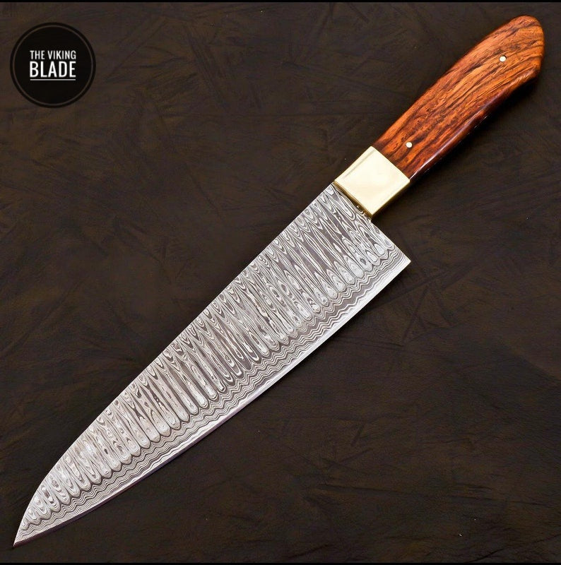 Handmade Damascus Chef Knife Hand Forged Japanese Gyuto Kitchen Knife With Leather Roll Kit