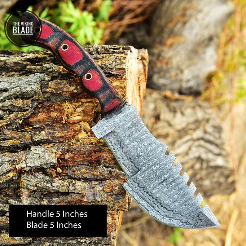 Custom Handmade Damascus Steel Hunting Tracker Knife Skinning Survival Camping Outdoor Comes with leather cover