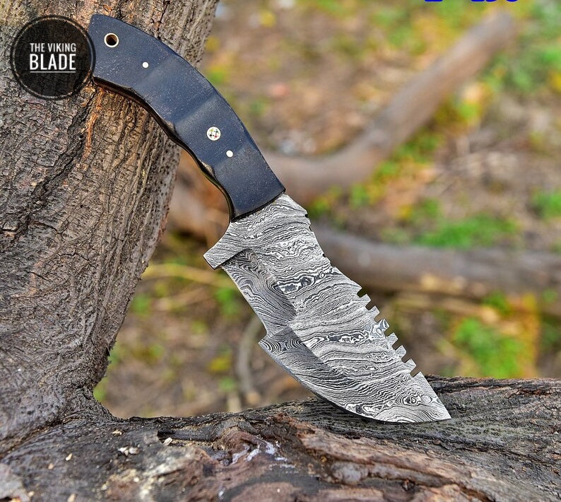 Custom Handmade Damascus Tracker Knife Hunting SURVIVAL BUSHCRAFT SKINNING Comes with leather cover