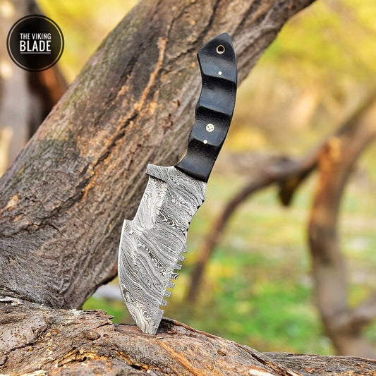 Custom Handmade Damascus Tracker Knife Hunting SURVIVAL BUSHCRAFT SKINNING Comes with leather cover