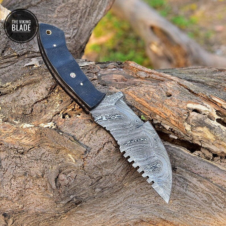 Custom Handmade Damascus Tracker Knife Hunting SURVIVAL BUSHCRAFT SKINNING Comes with leather cover