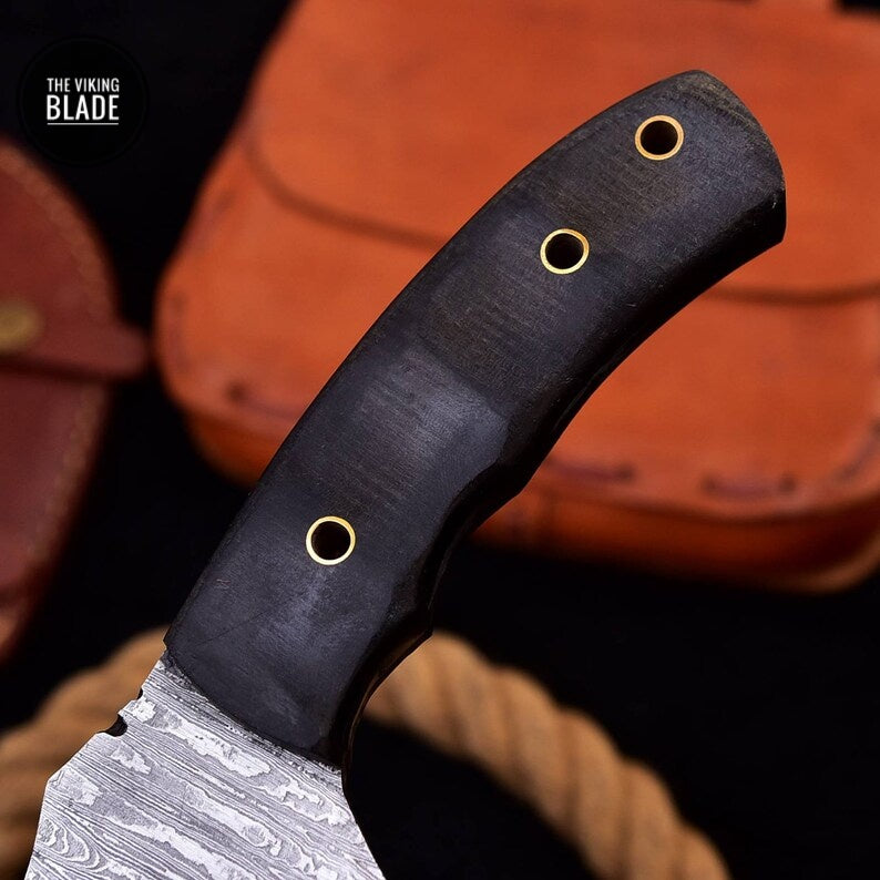 10”Forged Damascus Hunting tracker Bowie Survival Knife FULL TANG Comes with Genuine Leather Sheath