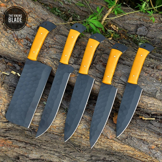 Handmade D2 Steel Powered Coating Chef kitchen knives set, Steel Kitchen Knives chef Set Chef knife Set , Chef Knives,Gift Knives