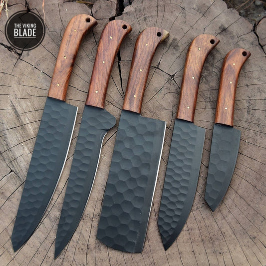 Custom Handmade Forged Carbon Steel Chef Knife Kitchen Knives Chef Set