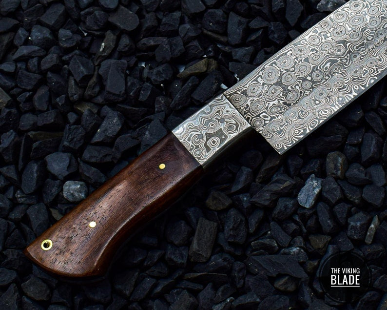 Handmade REAL Damascus Steel Kitchen Knife Rosewood handle