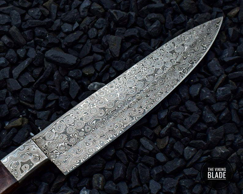 Handmade REAL Damascus Steel Kitchen Knife Rosewood handle