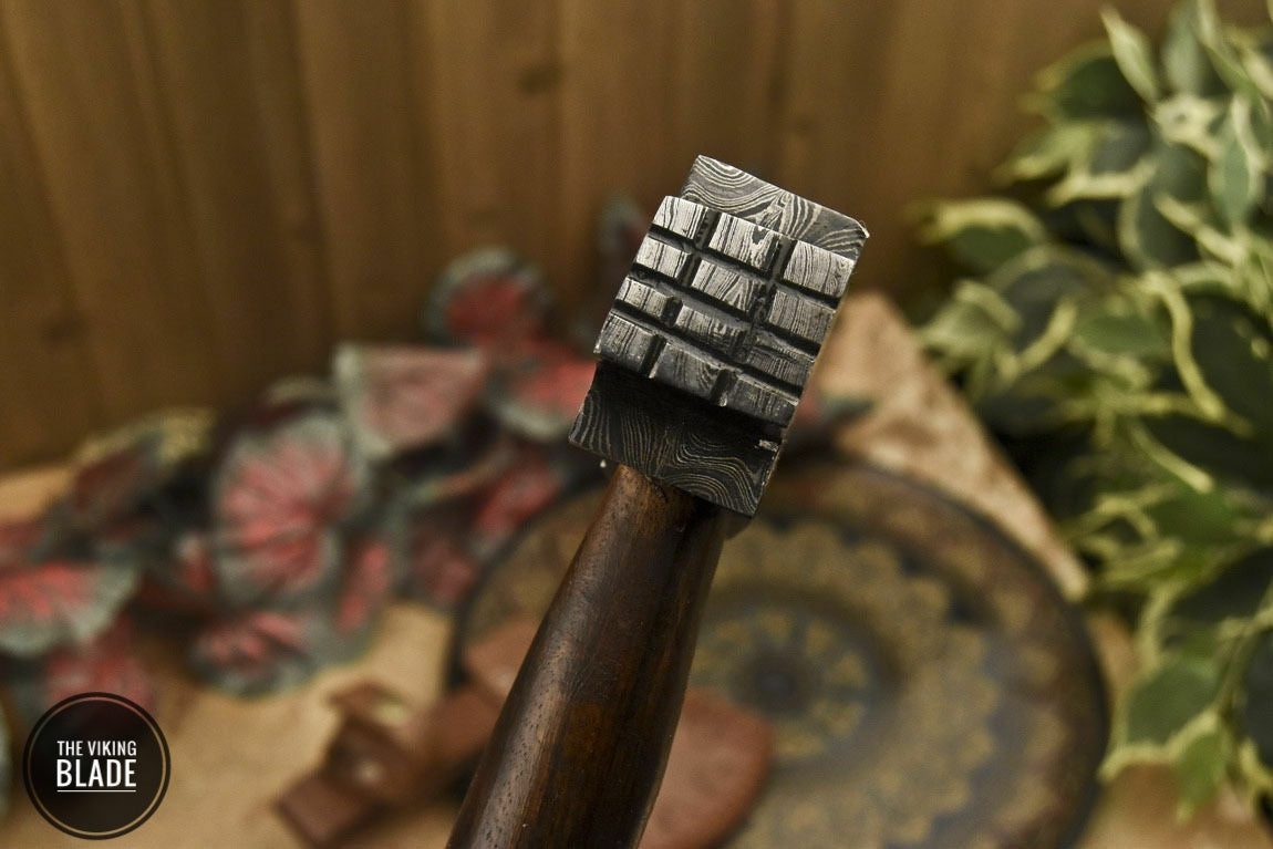 Handmade Damascus Steel Axe With Leather Sheath