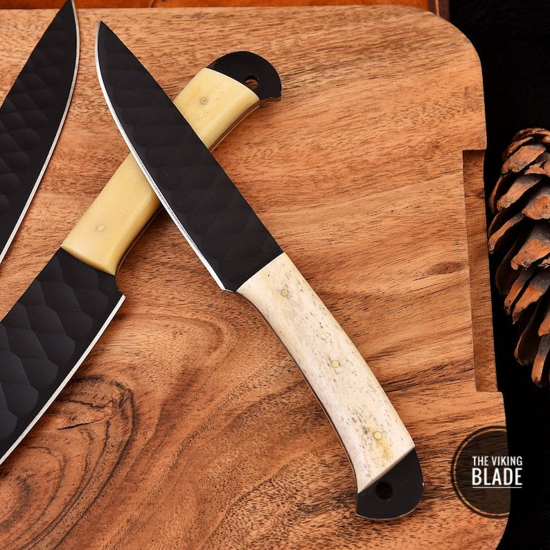 Custom Handmade D2 Steel Chef Knife Set With Leather Roll Kit
