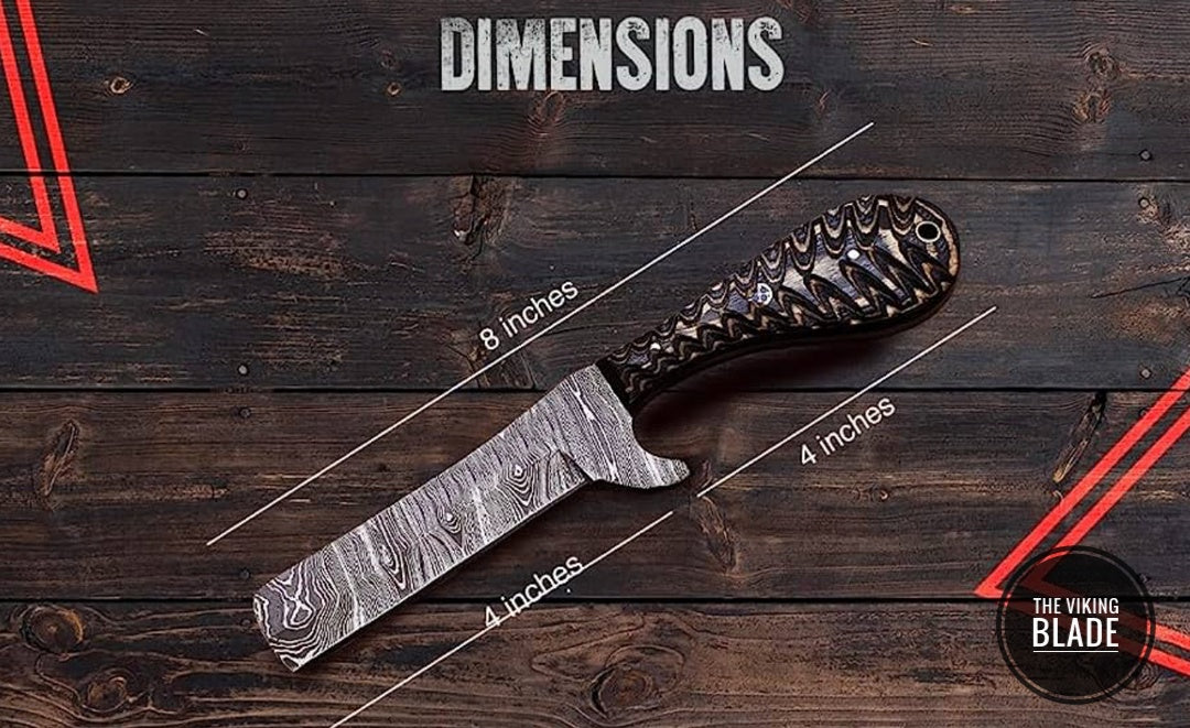 Custom Handmade Damascus Steel Bull Cutter Knife With Leather Sheath