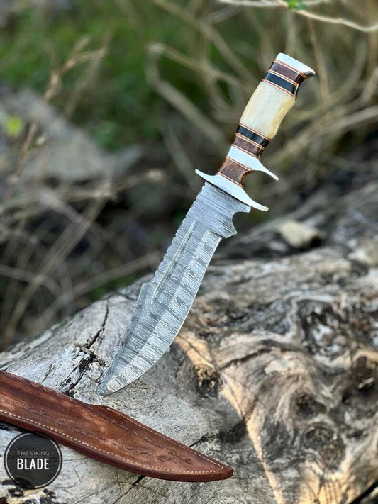 Bowie/Hand Crafted Damascus Steel Bowie Knife/Sub-hilt Fighters Bowie knife/Best CHRISTMAS Gift/Bowie Knife with Leather sheath