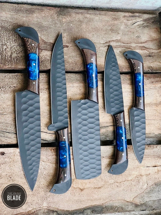 Set of 5 Custom Handmade Stainless Steel Chef