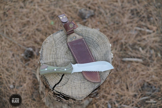 Custom Handmade D2 Steel Hunting Knife With Leather Sheath