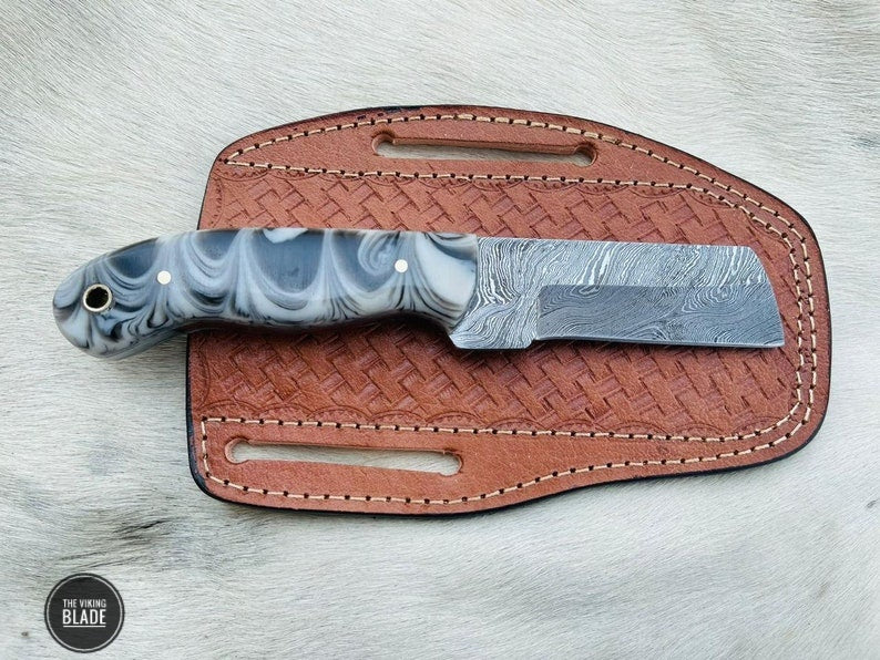 Custom Handmade damascus steel cowboy bull cutter knife