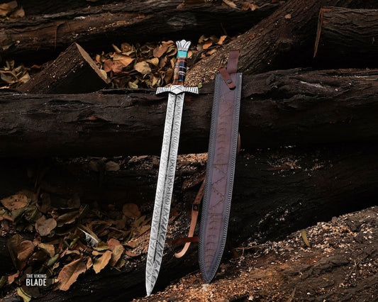 Medieval Custom Hand Forged Damascus Steel Best Men,s Gift Viking Sword