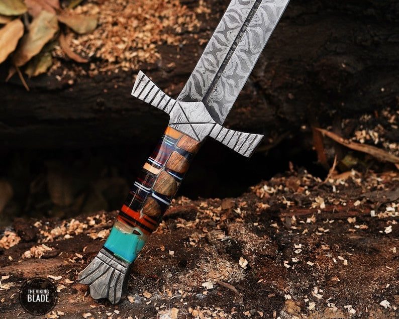 Medieval Custom Hand Forged Damascus Steel Best Men,s Gift Viking Sword