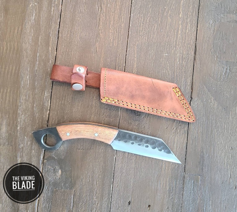 Custom Handmade Seax Knife With Leather Sheath