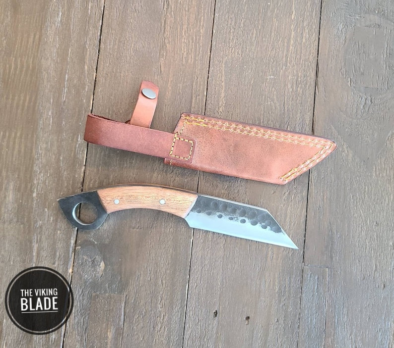 Custom Handmade Seax Knife With Leather Sheath