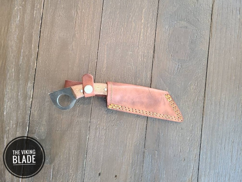 Custom Handmade Seax Knife With Leather Sheath