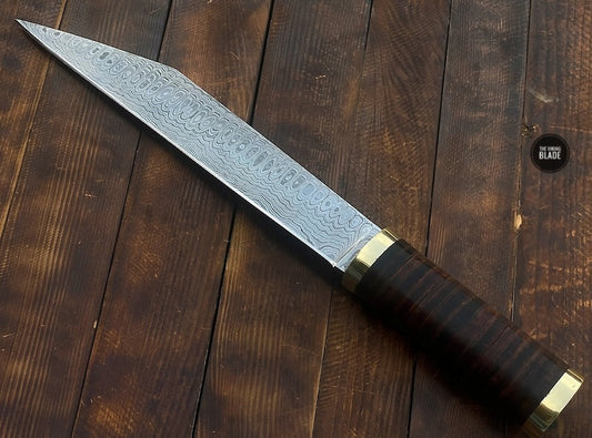 Custom Made Damascus Steel Viking Seax Knife
