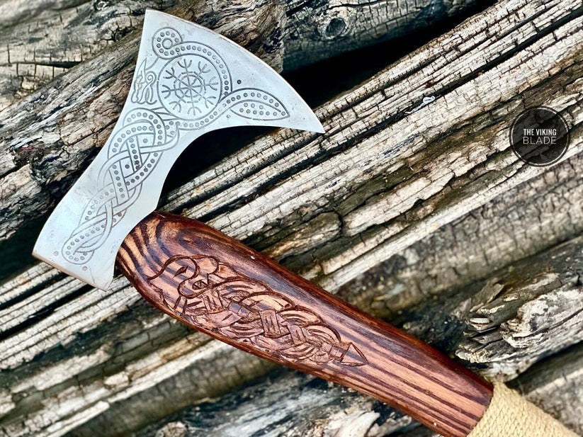 CUSTOM HAND FORGED Carbon Steel VIKING AXE VALHALLA AXE NORSE THORWING AXE