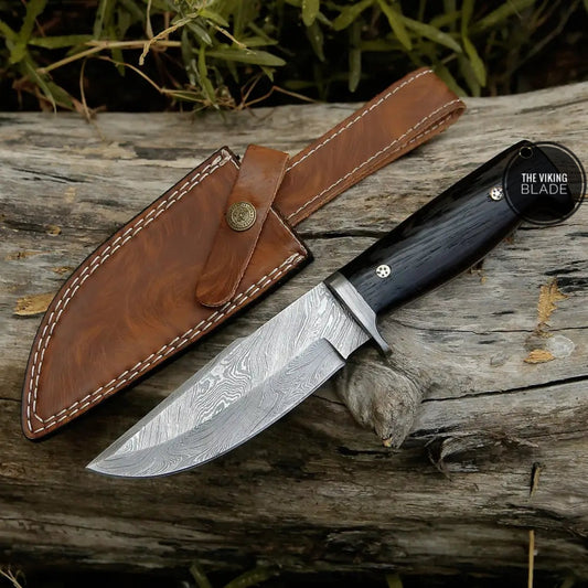 10” Custom Hand Forged Damascus Steel Full Tang Hunting Knife - Pakka Wood Handle