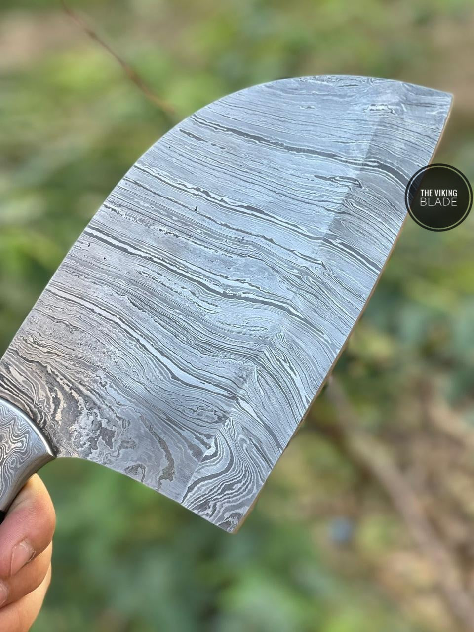 Custom Hand Forged Damascus Steel Cleaver Knife With Sheath