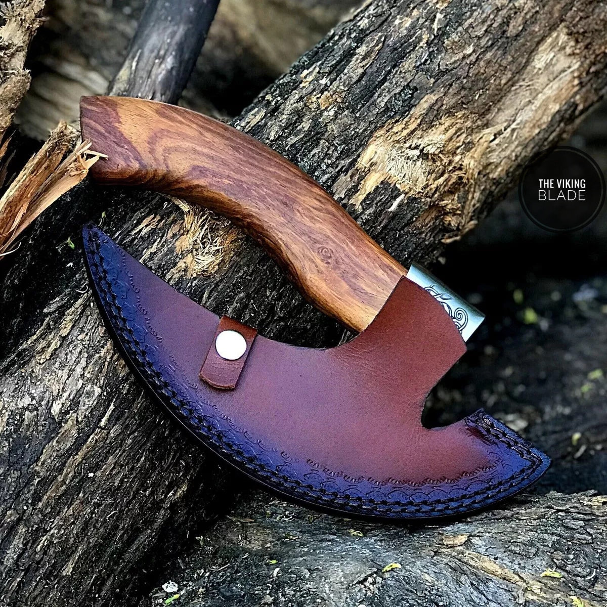 Hand Forged Pizza Cutter Axe With Leather Sheath