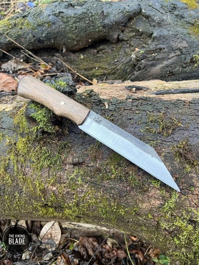 Handmade seax knife, hand forged Viking knife, fixed blade knife with cover