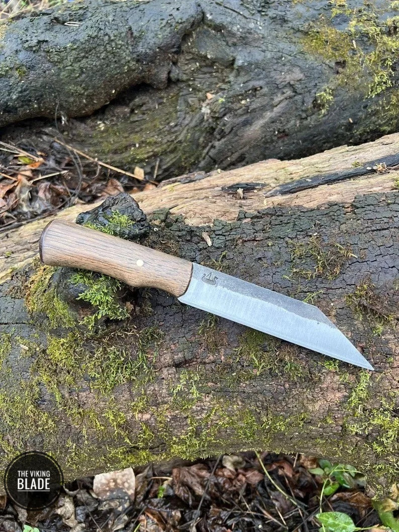 Handmade seax knife, hand forged Viking knife, fixed blade knife with cover