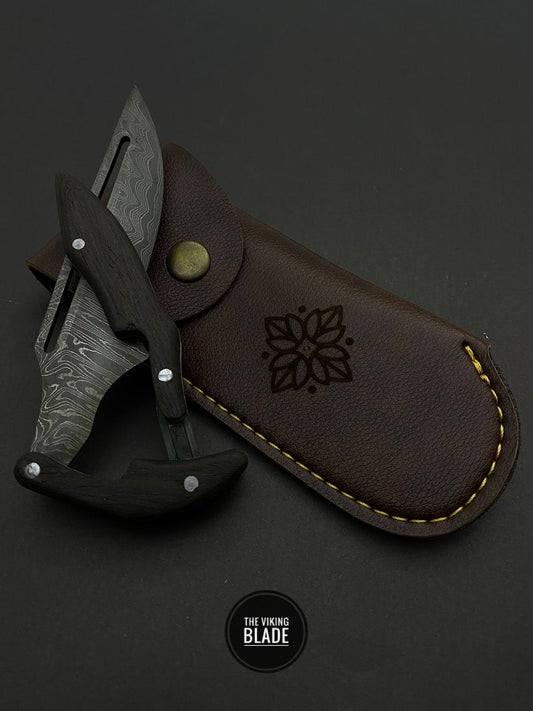 Collectible Knife Damascus Custom Engraved Folding Knife Pocket Knife and Case Custom Gift For Men Hunting Gift For Him, Groomsmen Knife