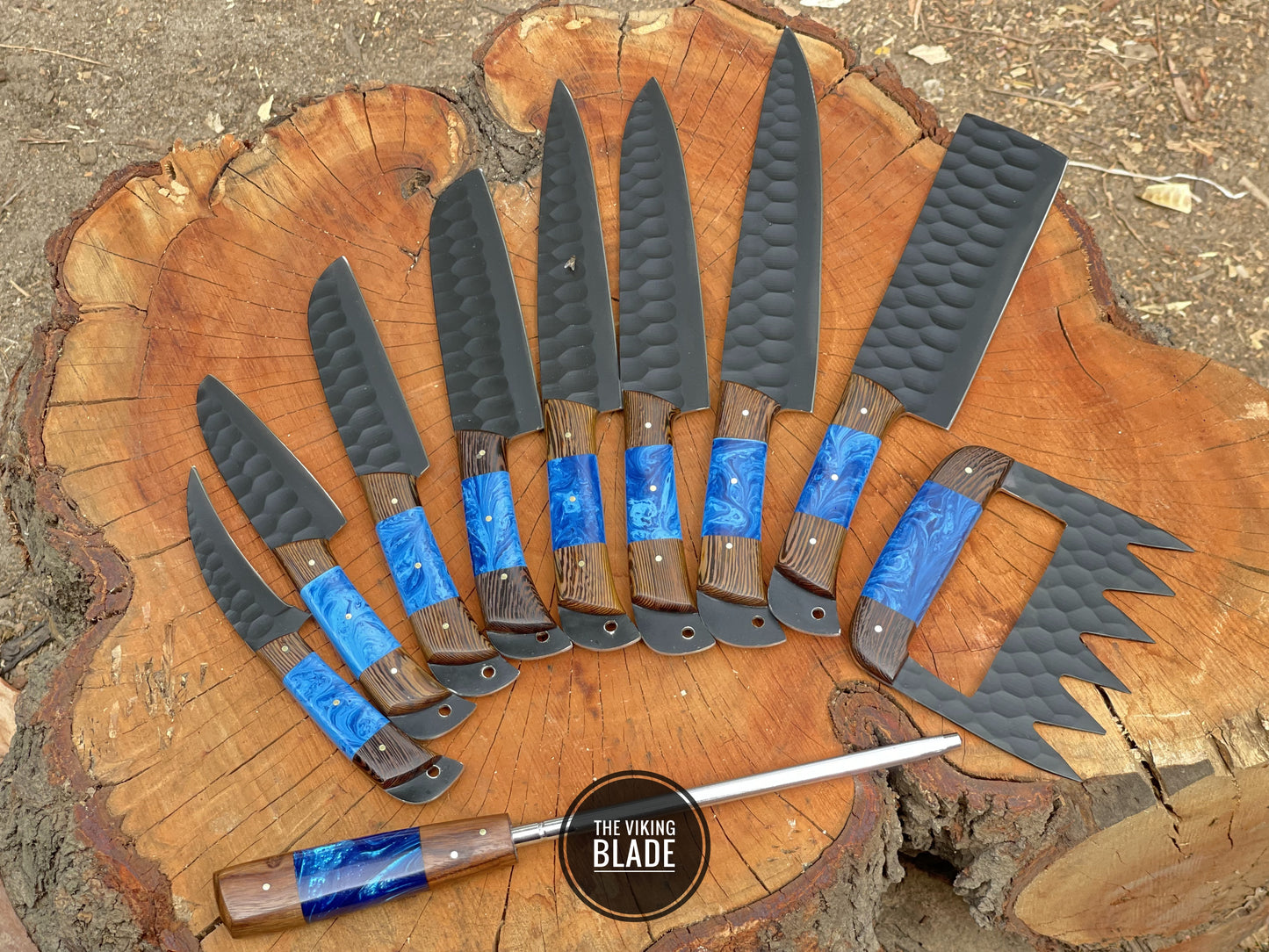 Custom Handmade Chef Knives Set / Kitchen Knives Set / 5Pcs Chef Set / Black Coated Blades Chef Knives Set / BBQ Knives Set / Best gift item