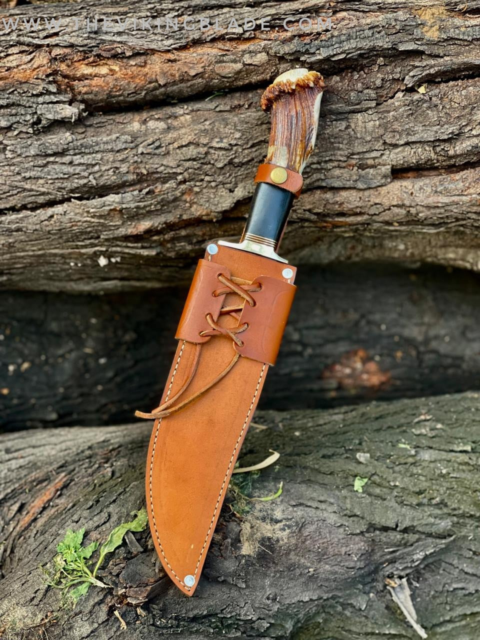 Custom Handmade Bowie Hunter Knife With Leather Sheath