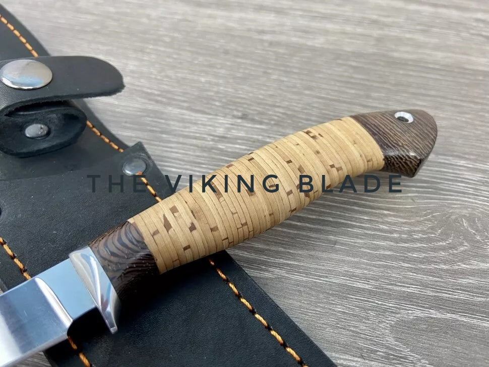 Custom Hand Forged Fillet Kitchen Knife With Leather Sheath